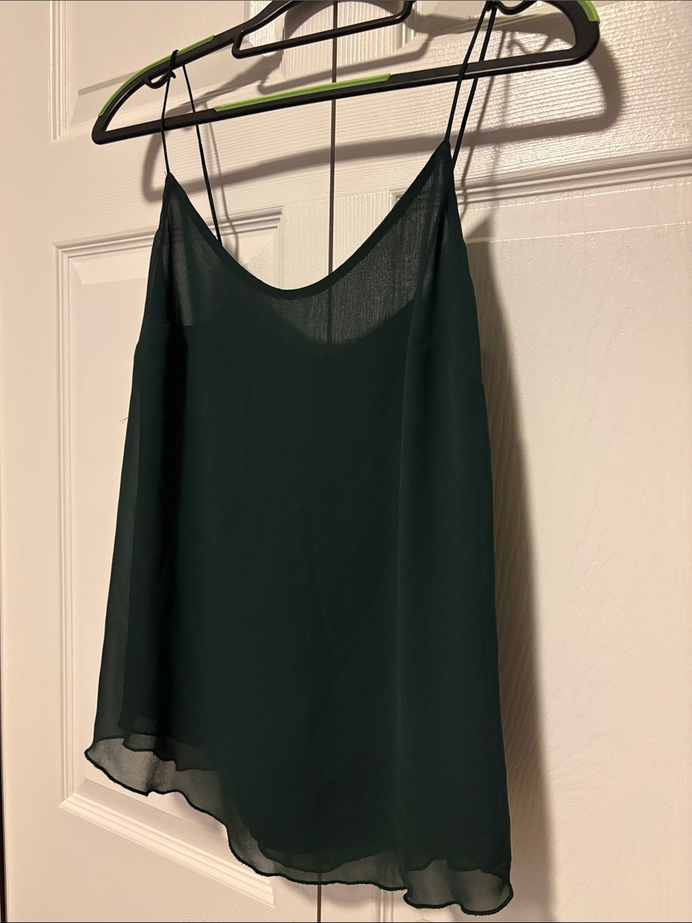 le chateau Dark Green Sheer layer but lined Spaghetti Strap Cami